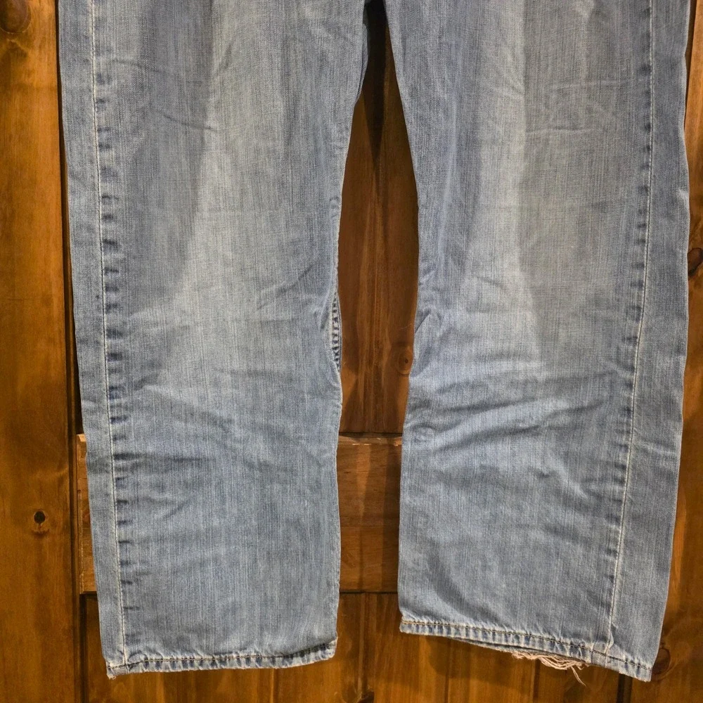Levi 569 Loose Straight Jeans Mens 42x30 Light‎ Wash Blue Good Denim Pants
